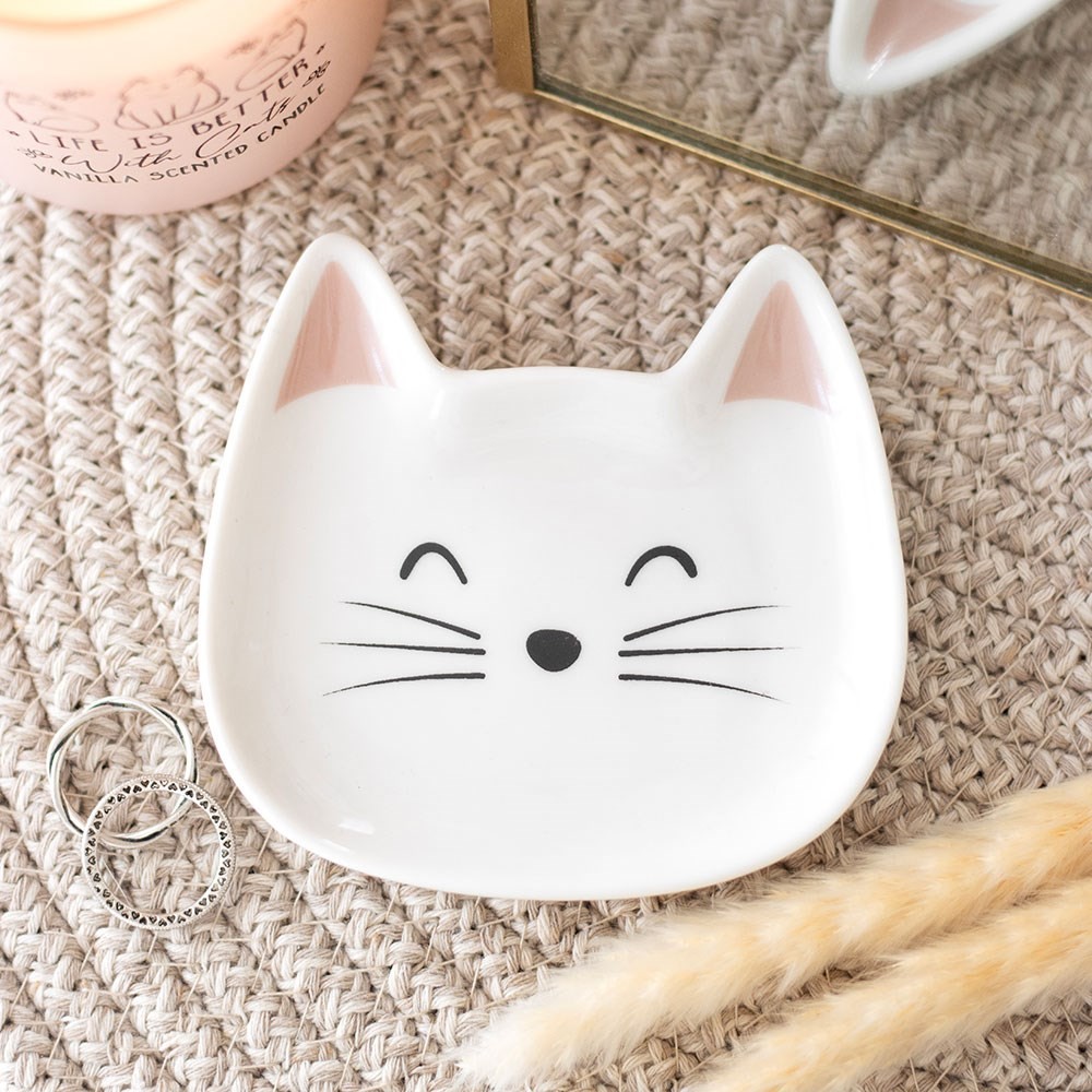 White Cat Face Trinket Dish White Cat Face Trinket Dish