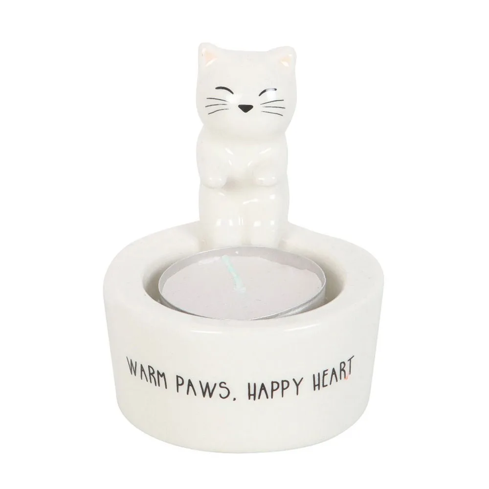 Warm Paws, Happy Heart Cat Tealight Holder - Image 2