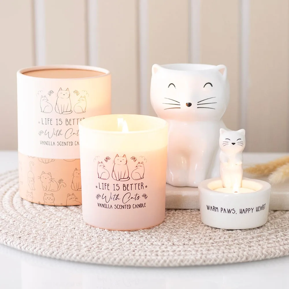 Warm Paws, Happy Heart Cat Tealight Holder - Image 5