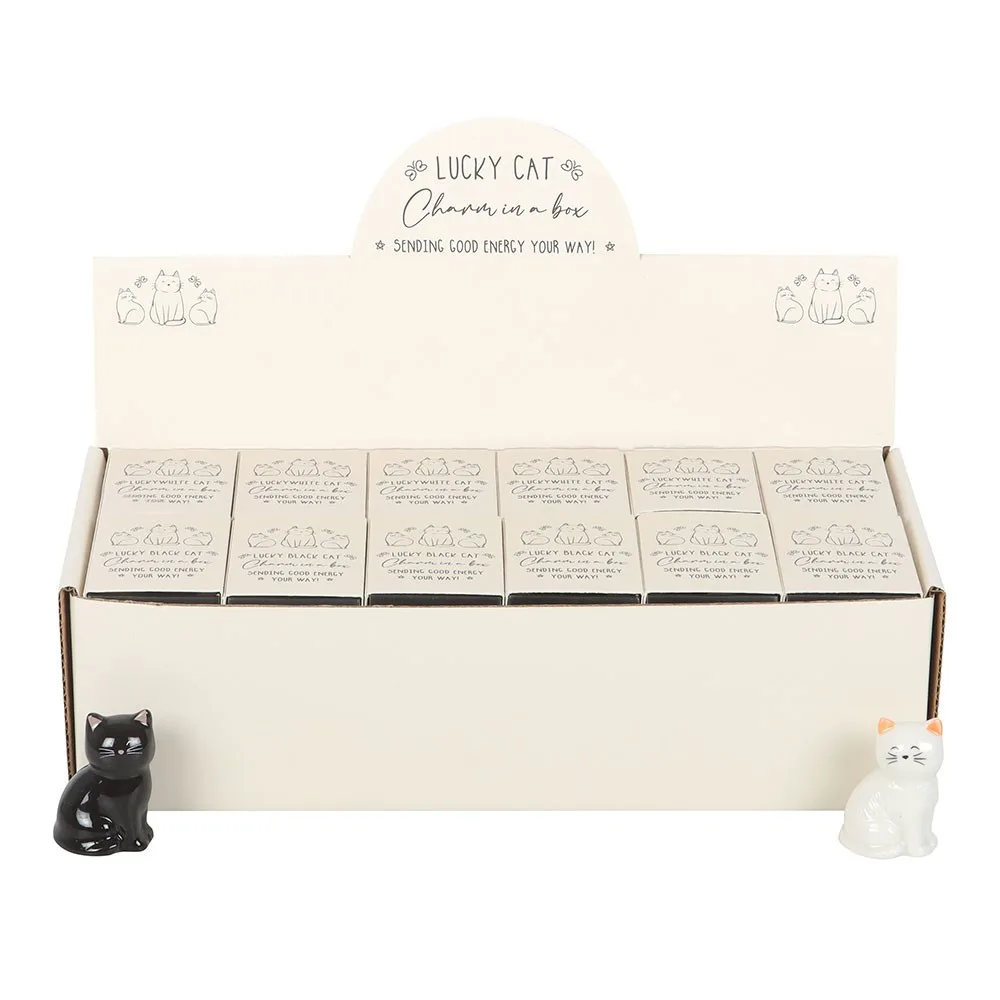 Set of 24 White & Black Lucky Cat Charms in a Box - Image 2
