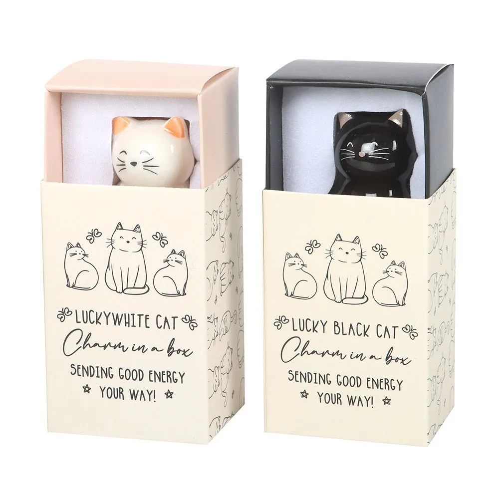 Set of 24 White & Black Lucky Cat Charms in a Box - Image 3