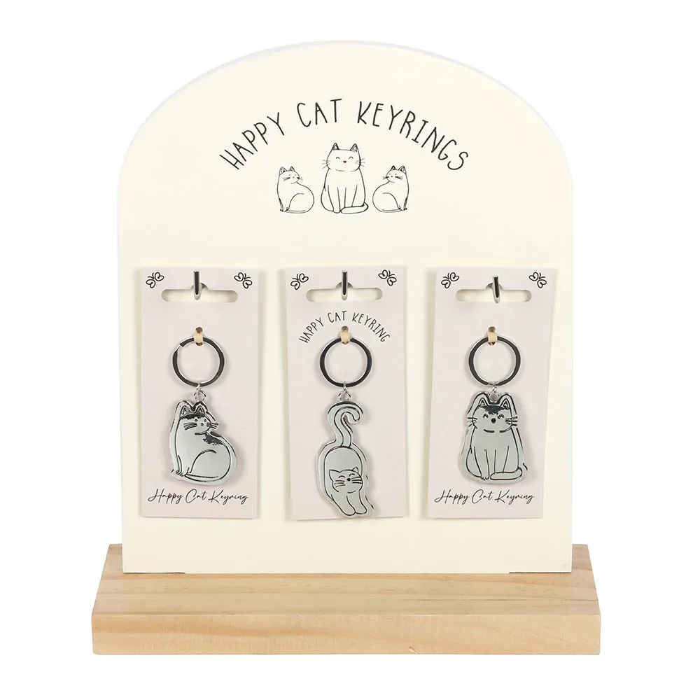 Set of 24 Happy Cat Keyrings on Display - Image 2