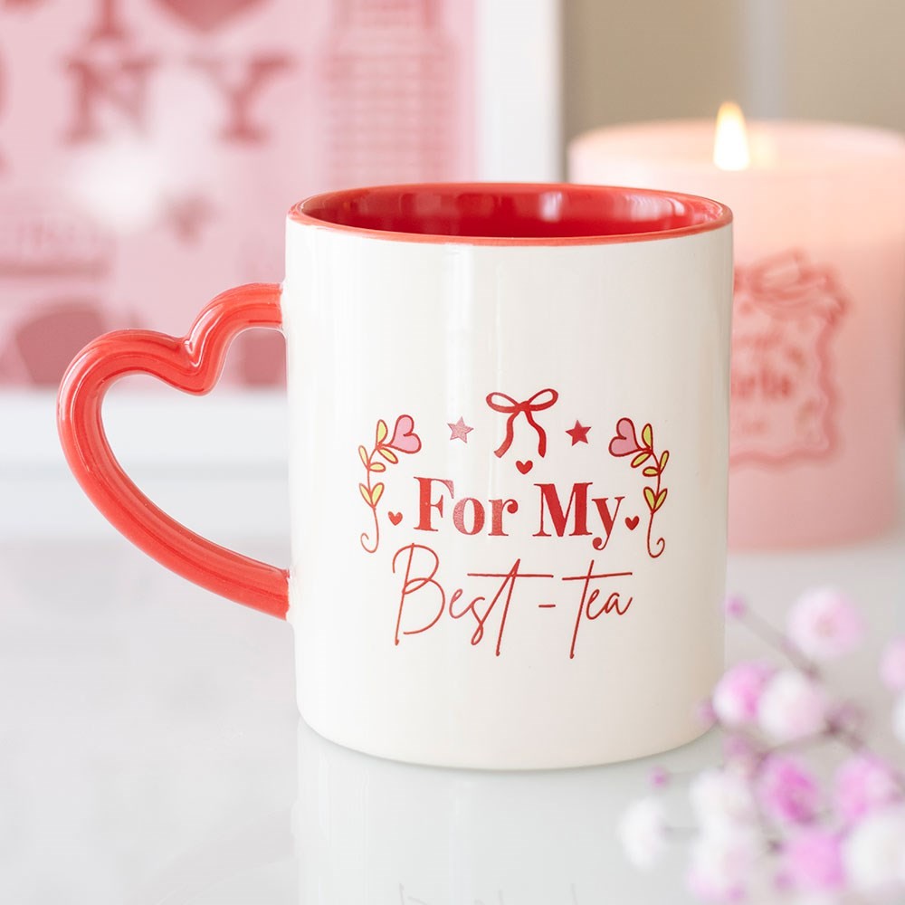 For My Best-Tea Mug with Heart Handle For My Best-Tea Mug with Heart Handle