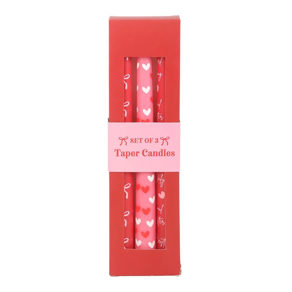 Set of 3 Girl Gang Bow and Heart Taper Candles - Image 2