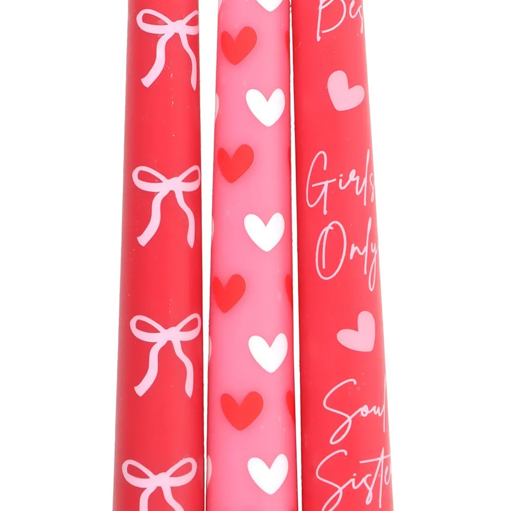 Set of 3 Girl Gang Bow and Heart Taper Candles - Image 4