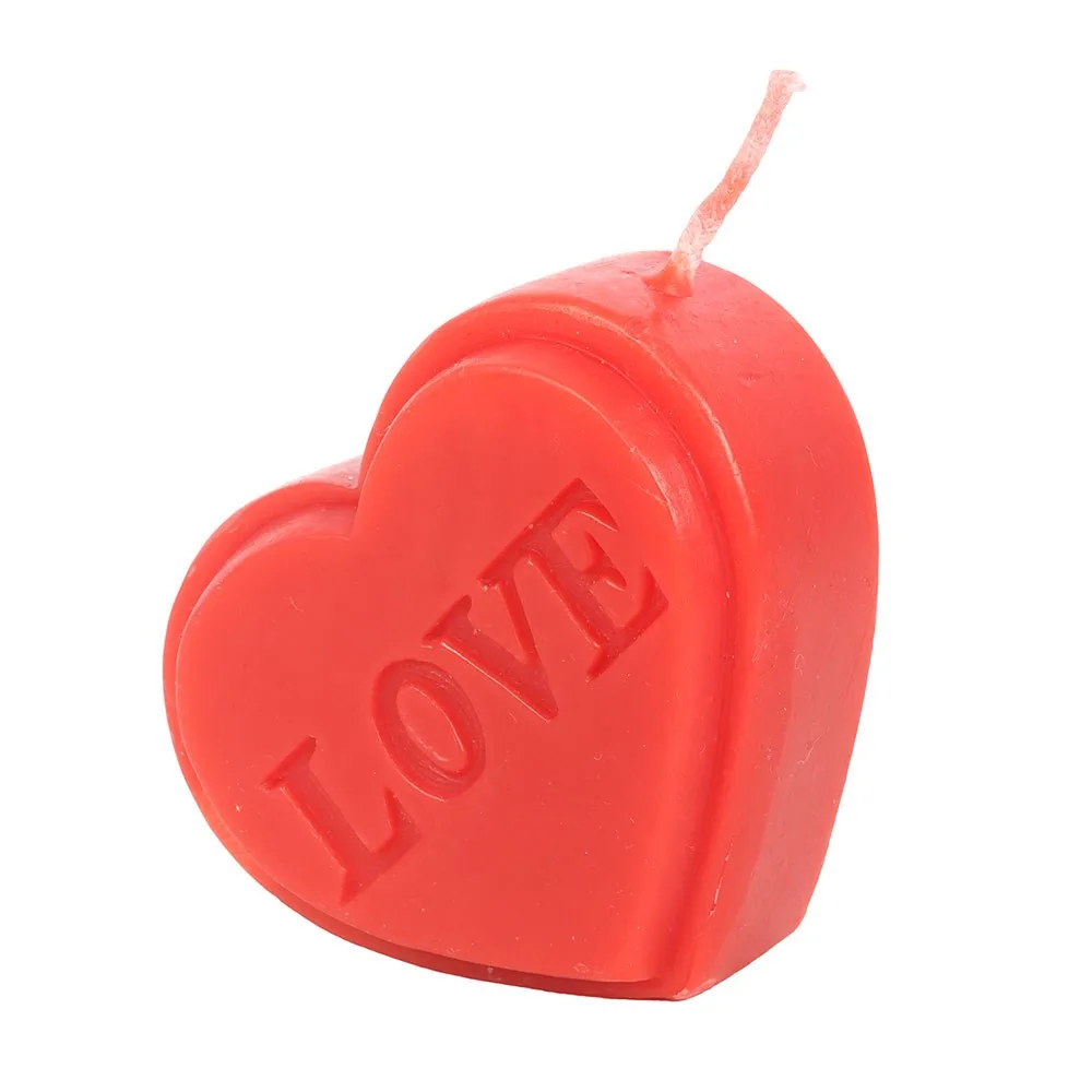Red Love Heart Shaped Valentine's Day Candle - Image 2