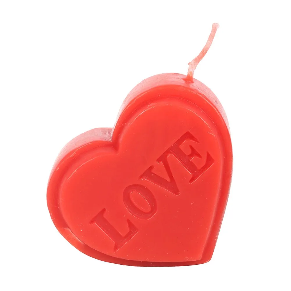 Red Love Heart Shaped Valentine's Day Candle - Image 3