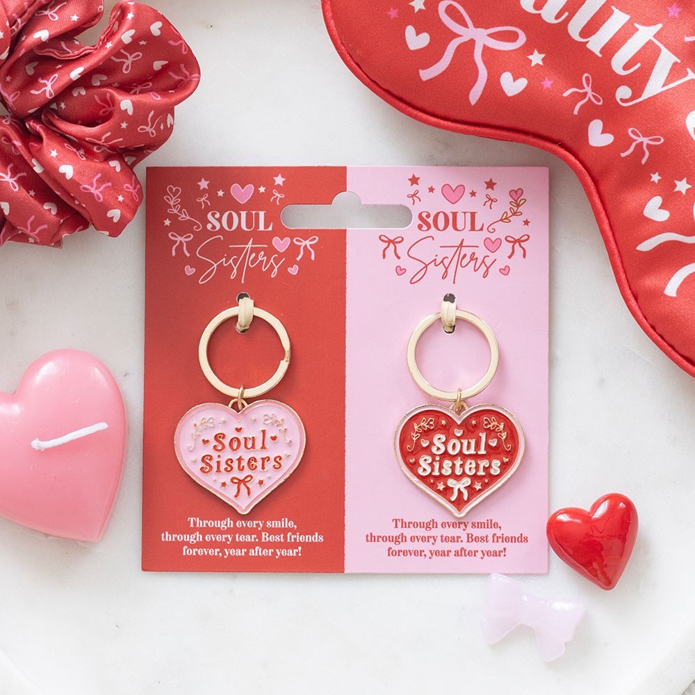 Pair of Soul Sisters Love Heart Keyrings Pair of Soul Sisters Love Heart Keyrings