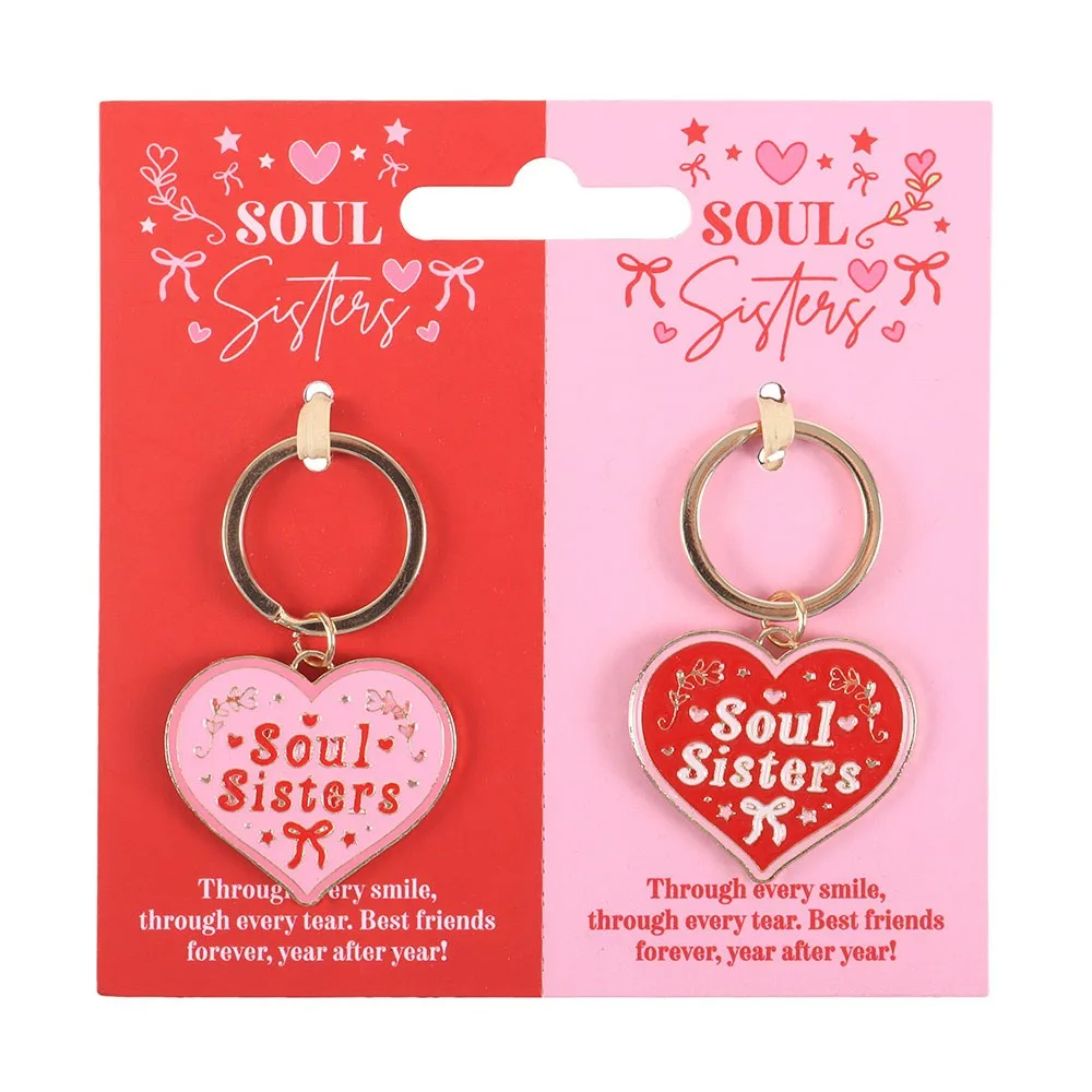 Pair of Soul Sisters Love Heart Keyrings - Image 2