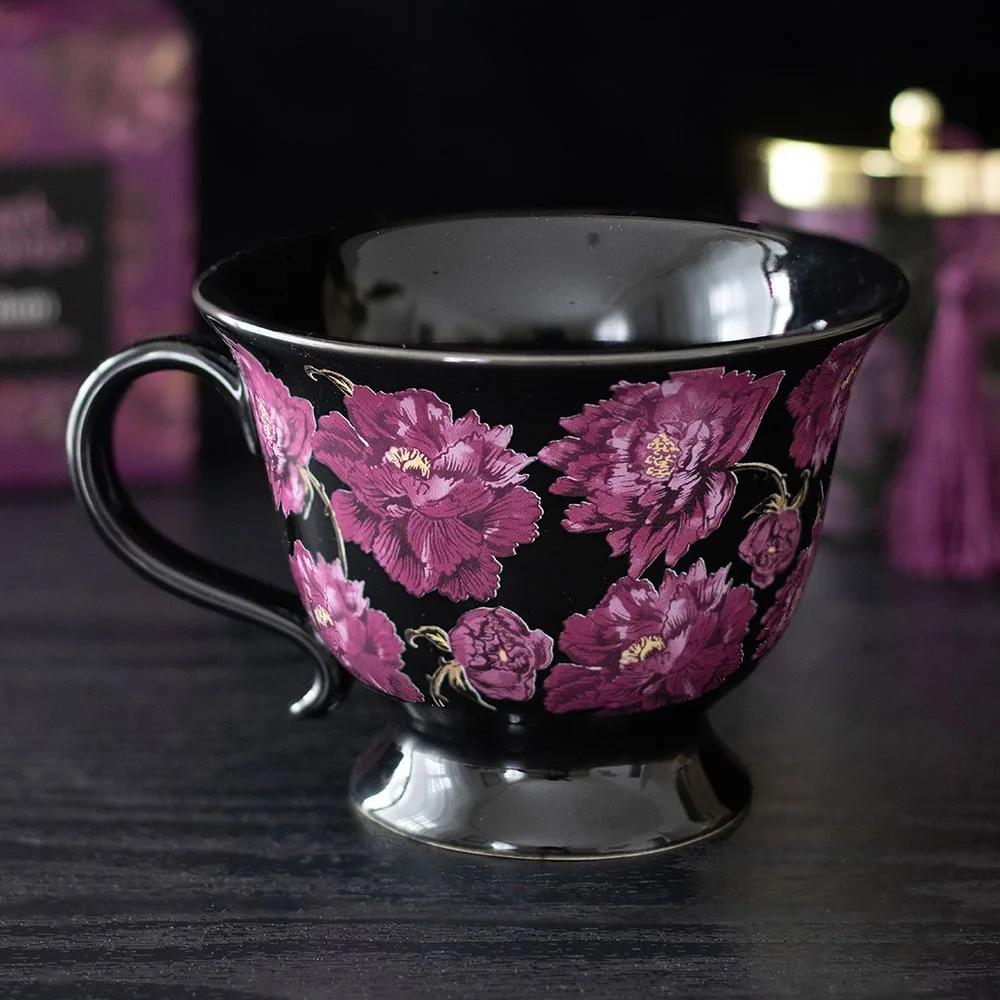 Dark Romance Floral Print Teacup Dark Romance Floral Print Teacup