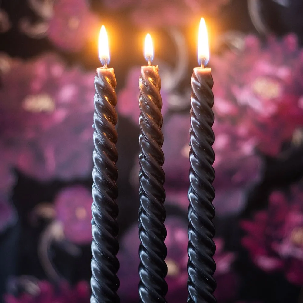 Set of 3 Dark Romance Twist Taper Candles Set of 3 Dark Romance Twist Taper Candles
