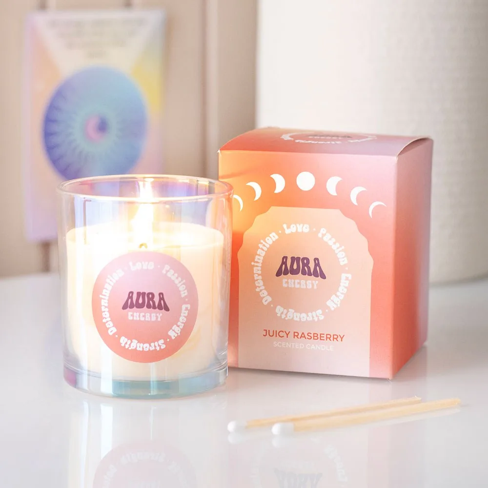 Aura Energy Juicy Raspberry Iridescent Candle Aura Energy Juicy Raspberry Iridescent Candle