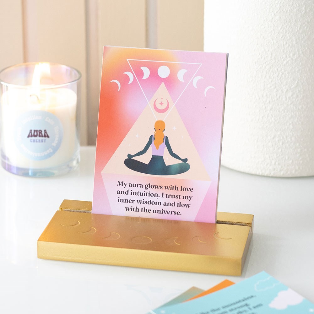 Aura Affirmation Cards with Wooden Stand Aura Affirmation Cards with Wooden Stand