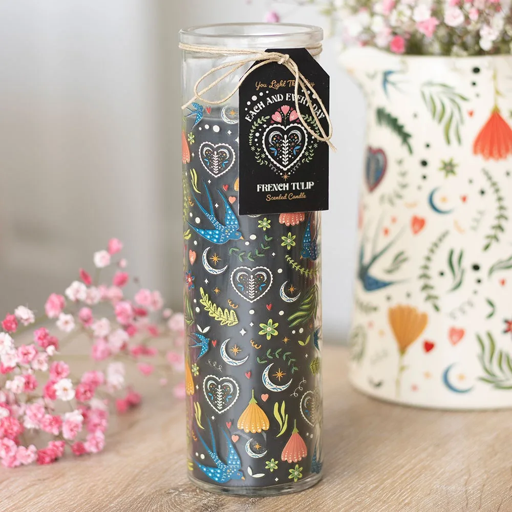 Midnight Bloom Print French Tulip Tube Candle Midnight Bloom Print French Tulip Tube Candle