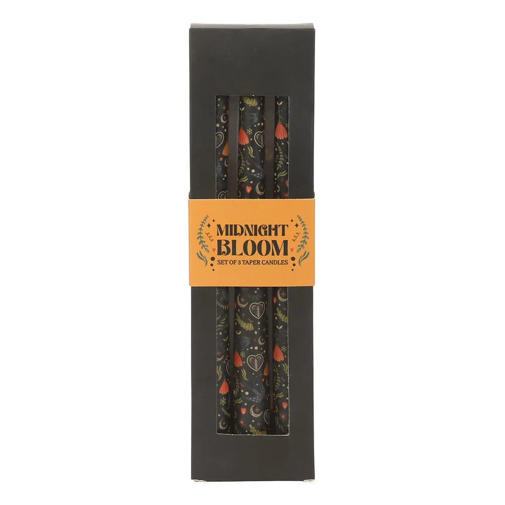 Set of 3 Black Midnight Print Taper Candles, photo 2 of 4