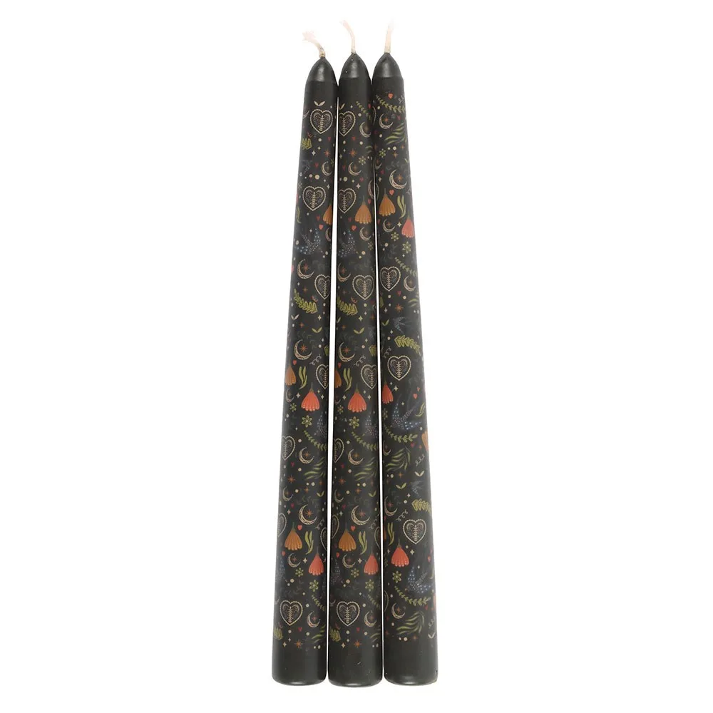 Set of 3 Black Midnight Print Taper Candles, photo 3 of 4