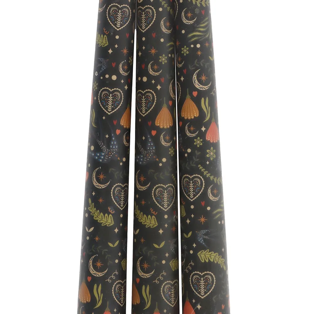 Set of 3 Black Midnight Print Taper Candles, photo 4 of 4