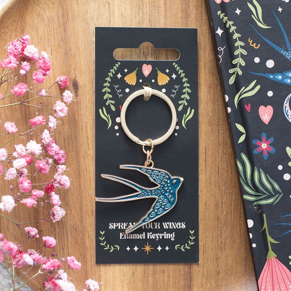 Blue Spread Your Wings Swallow Keyring