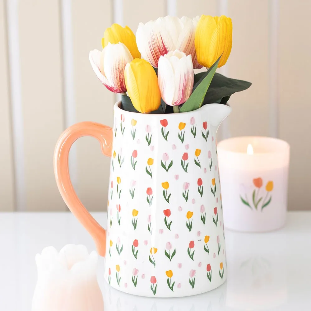 Tulip Print Ceramic Flower Jug Tulip Print Ceramic Flower Jug