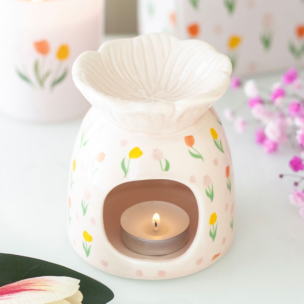 Tulip Print Oil Burner and Wax Warmer Tulip Print Oil Burner and Wax Warmer