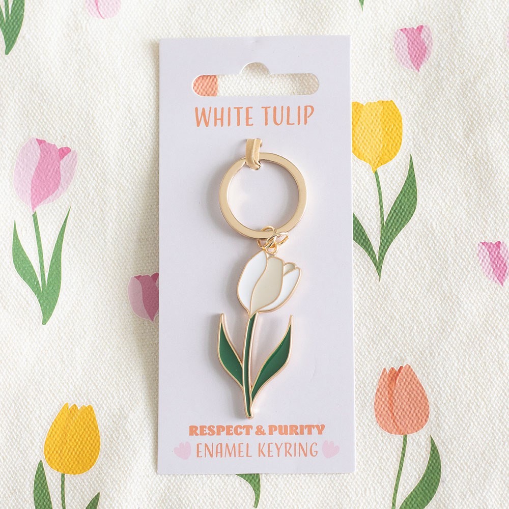 White Tulip Keyring White Tulip Keyring