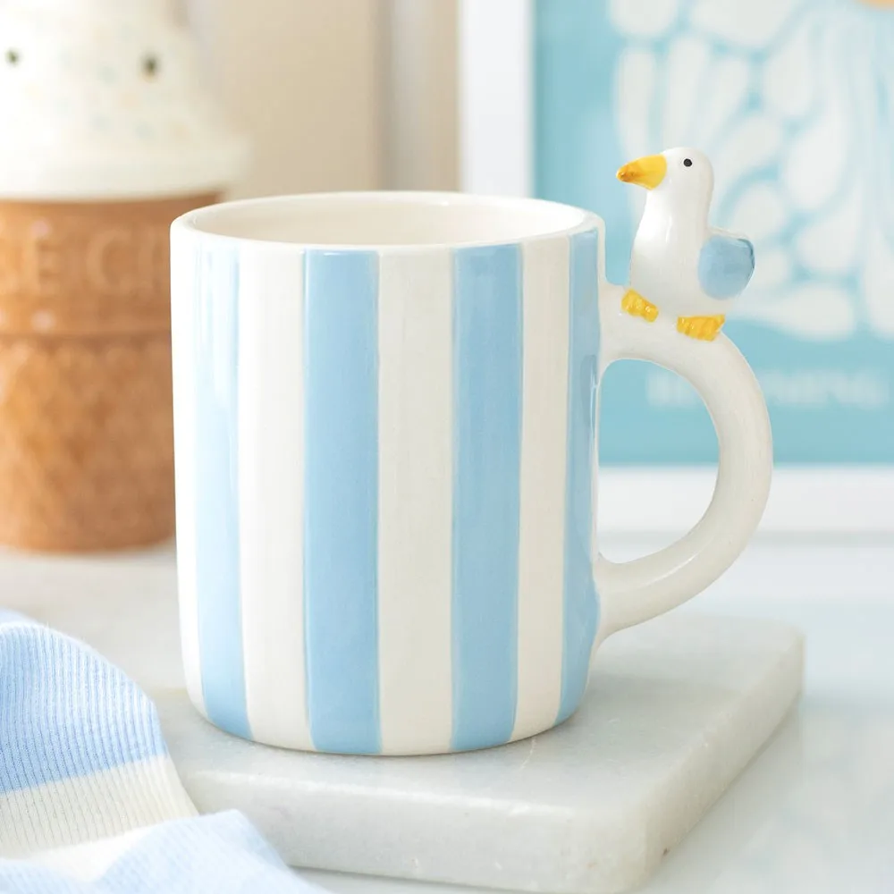 Striped Mug with Seagull Striped Mug with Seagull