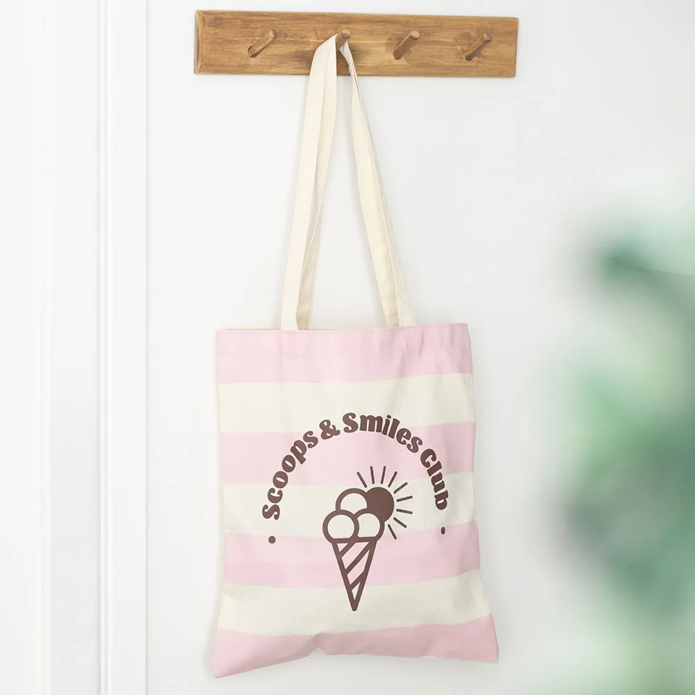 Pink Scoops & Smiles Club Polycotton Tote Bag Pink Scoops & Smiles Club Polycotton Tote Bag