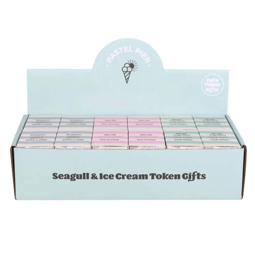 Set of 24 Seagull and Ice Cream Token Gifts in Display - Image 3
