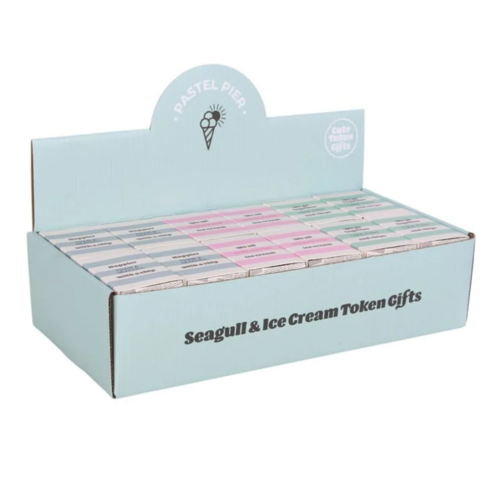 Set of 24 Seagull and Ice Cream Token Gifts in Display - Image 4