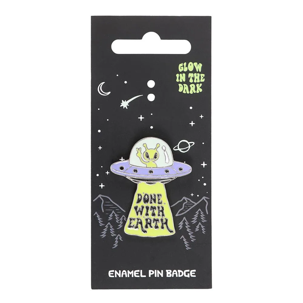 Glow in the Dark UFO Enamel Pin Badge - Image 2