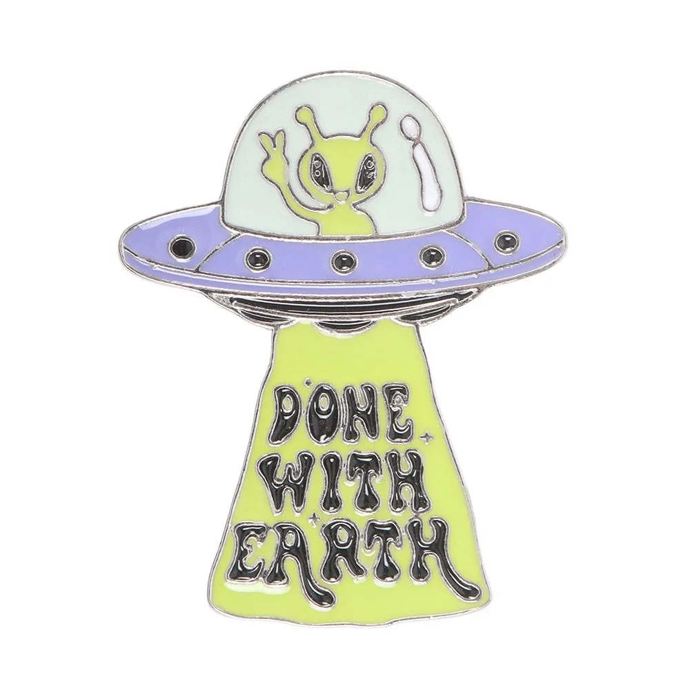 Glow in the Dark UFO Enamel Pin Badge - Image 3