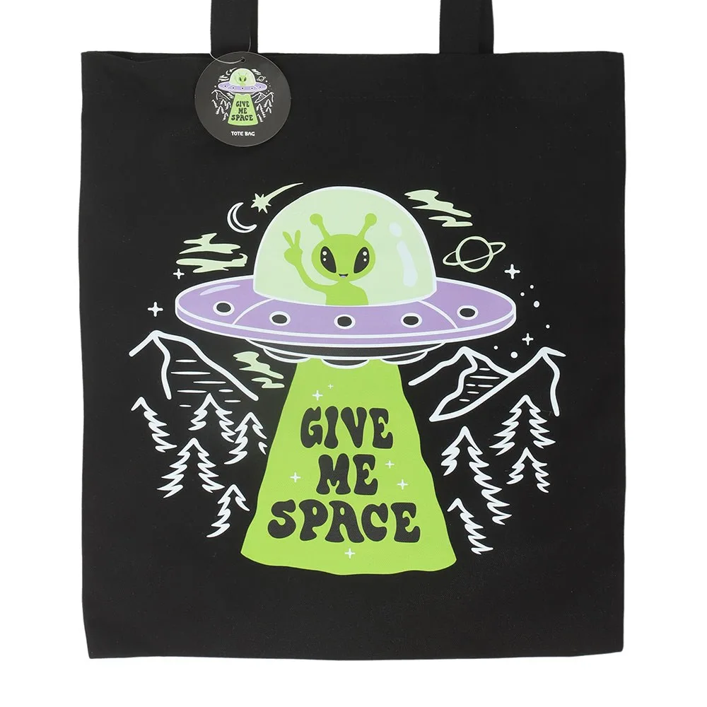 Give Me Space Alien UFO Tote Bag, photo 3 of 5