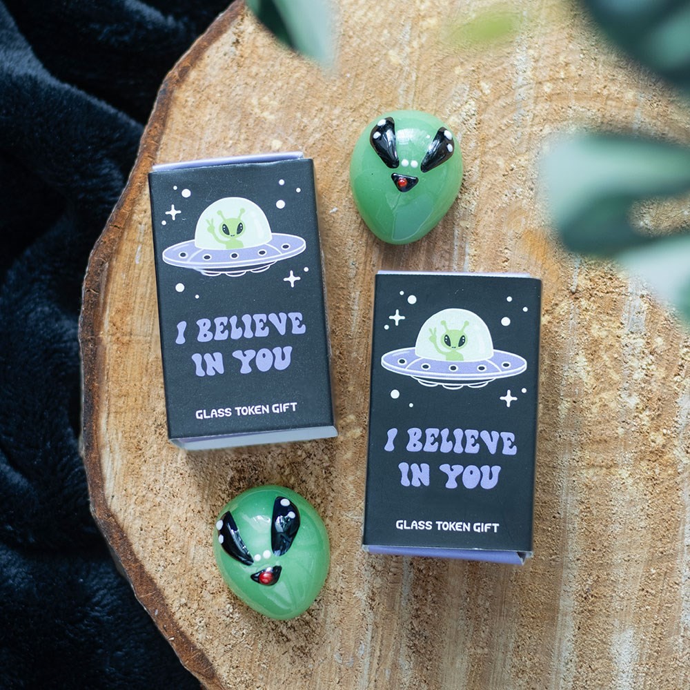 Set of 24 Glass Alien Token Gifts in Display Set of 24 Glass Alien Token Gifts in Display