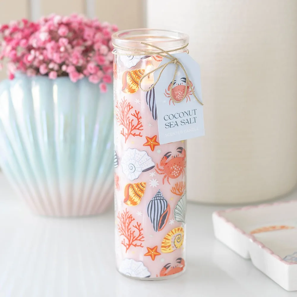 Pastel Shell Print Coconut & Sea Salt Tube Candle Pastel Shell Print Coconut & Sea Salt Tube Candle