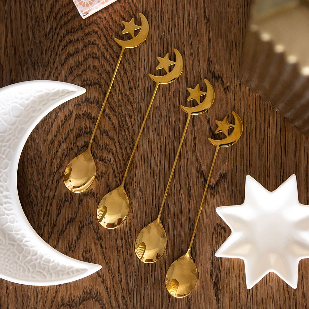 Set of 4 Star and Moon Teaspoons Set of 4 Star and Moon Teaspoons
