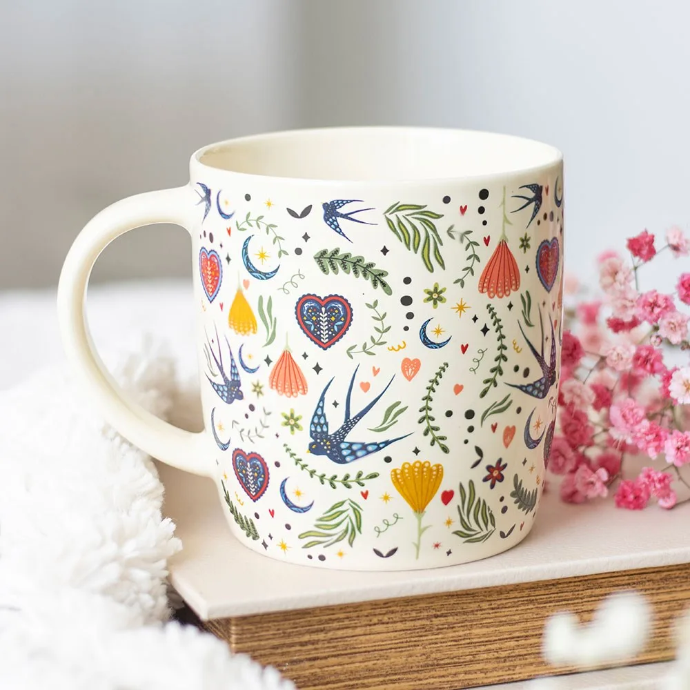 Cream Midnight Bloom Print Mug Cream Midnight Bloom Print Mug