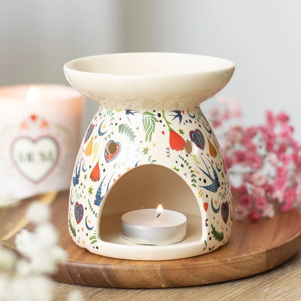 Cream Midnight Bloom Print Oil Burner Cream Midnight Bloom Print Oil Burner