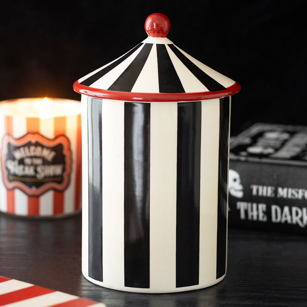 Black Striped Circus Tent Storage Jar Black Striped Circus Tent Storage Jar