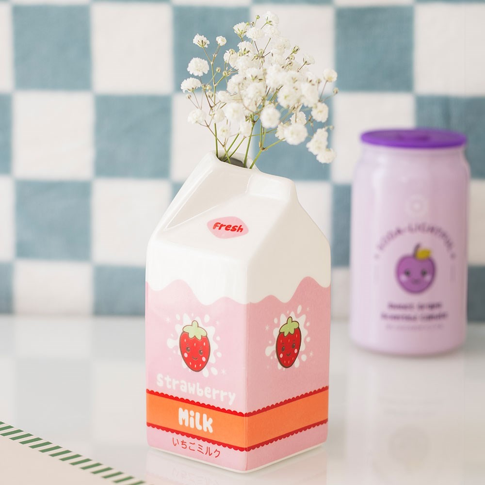 Strawberry Milk Carton Flower Vase Strawberry Milk Carton Flower Vase