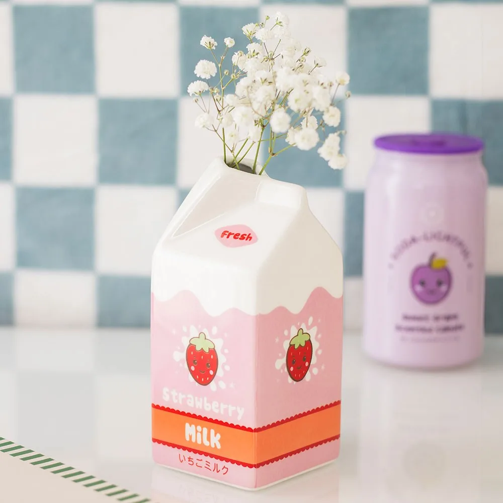 Strawberry Milk Carton Flower Vase Strawberry Milk Carton Flower Vase