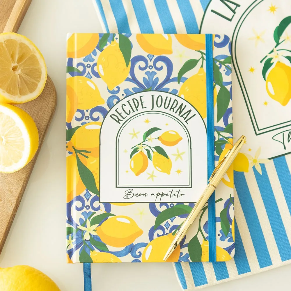 Italian Lemon Print A5 Recipe Journal Italian Lemon Print A5 Recipe Journal