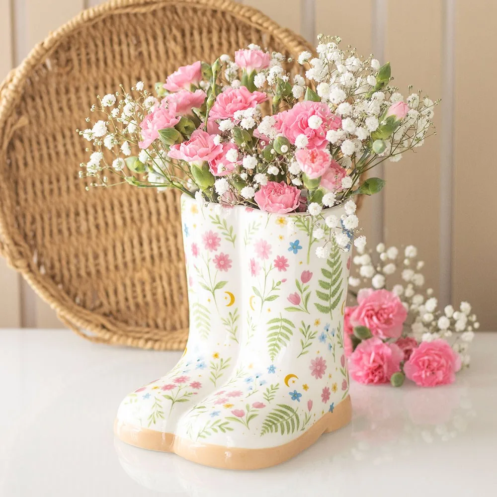 Luna Bloom Floral Print Welly Boot Planter Luna Bloom Floral Print Welly Boot Planter