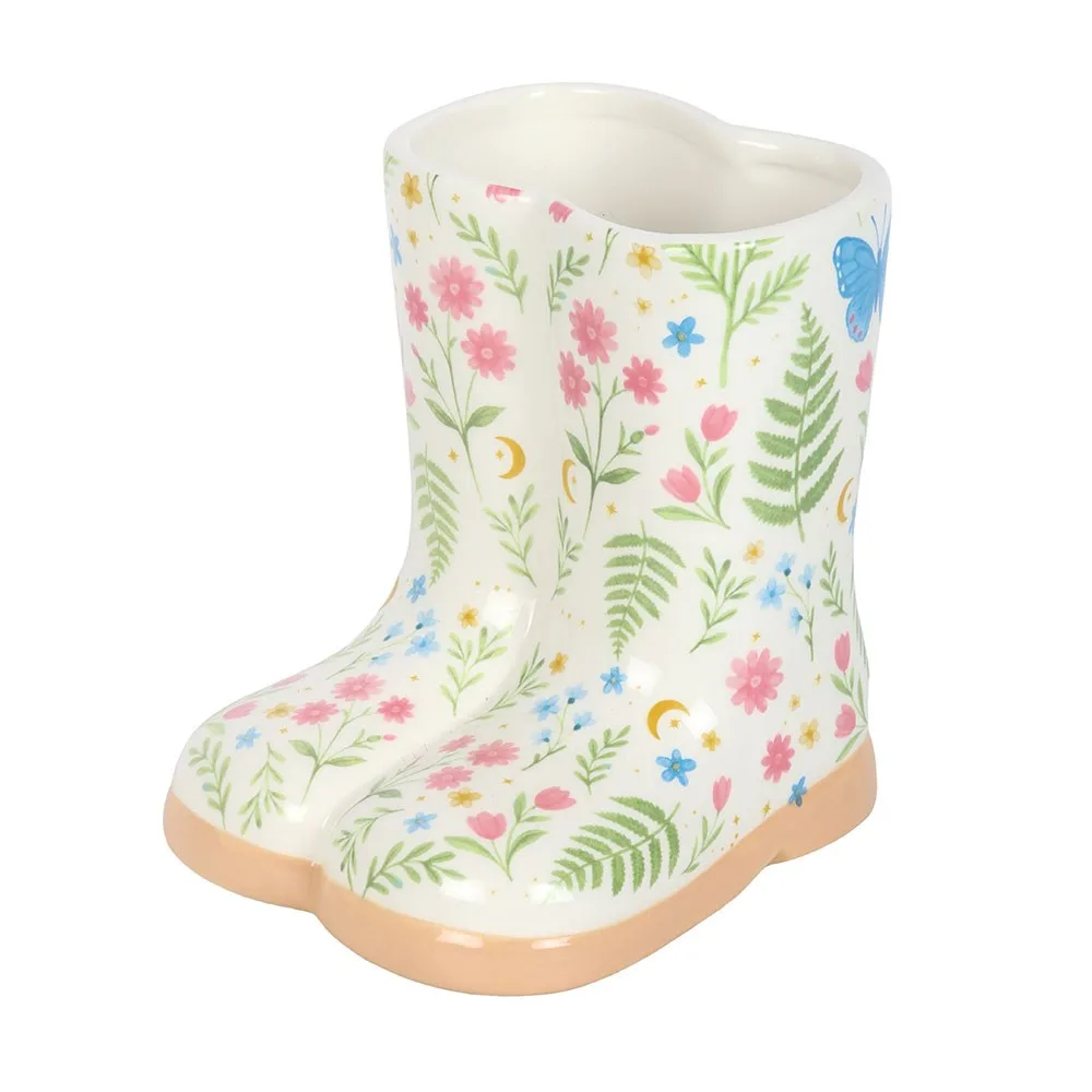 Luna Bloom Floral Print Welly Boot Planter - Image 2