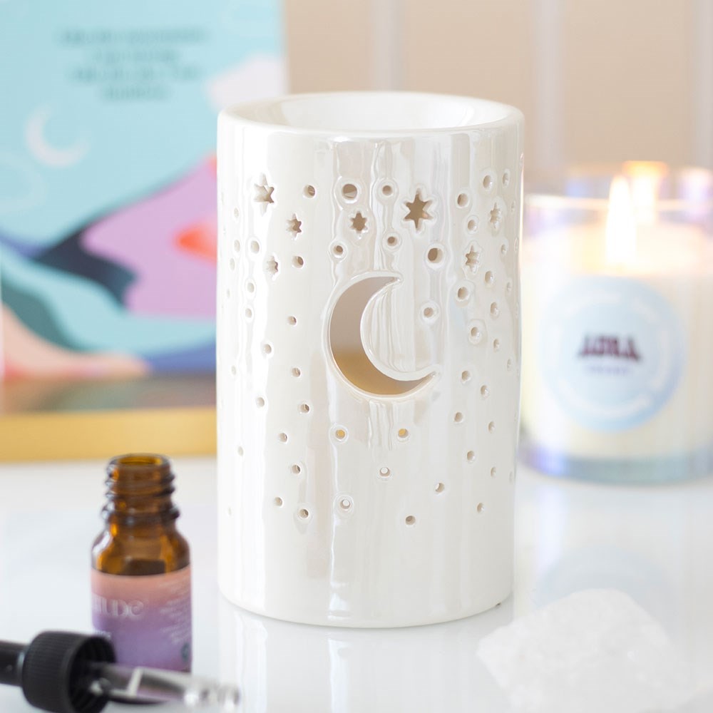 Iridescent White Moon Pillar Oil Burner Iridescent White Moon Pillar Oil Burner