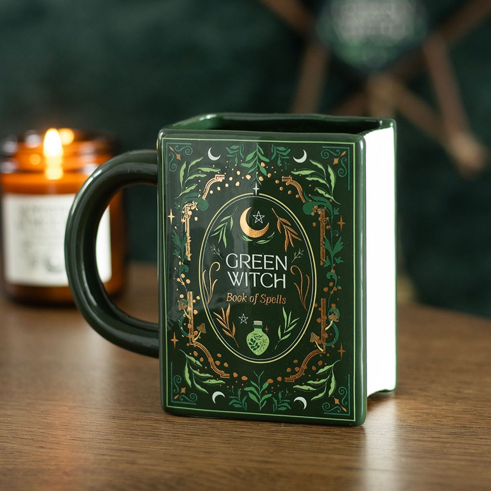 Green Witch Book Shaped Mug Green Witch Book Shaped Mug