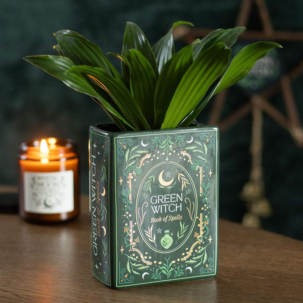 Green Witch Book Shaped Vase Green Witch Book Shaped Vase
