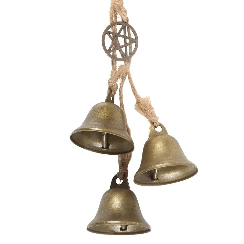 Green Witch Hanging Willow Pentagram with Bells - Image 3