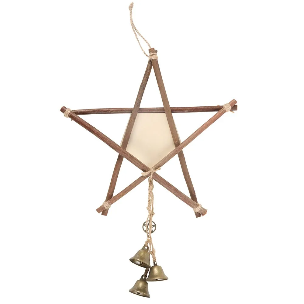 Green Witch Hanging Willow Pentagram with Bells - Image 4