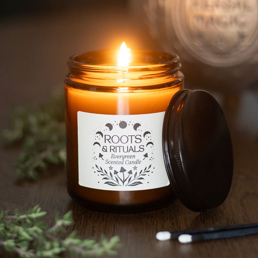 Roots & Rituals Evergreen Amber Glass Candle Roots & Rituals Evergreen Amber Glass Candle