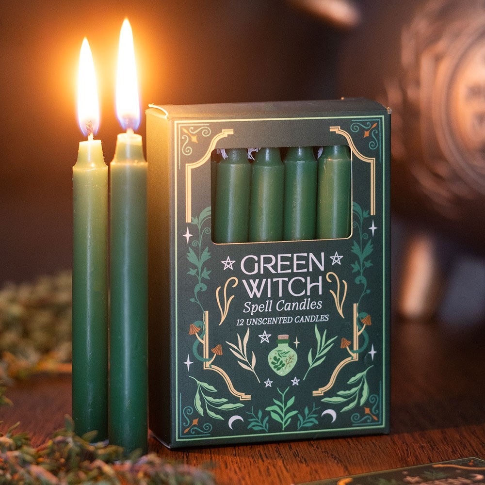 Pack of 12 Green Witch Spell Candles Pack of 12 Green Witch Spell Candles